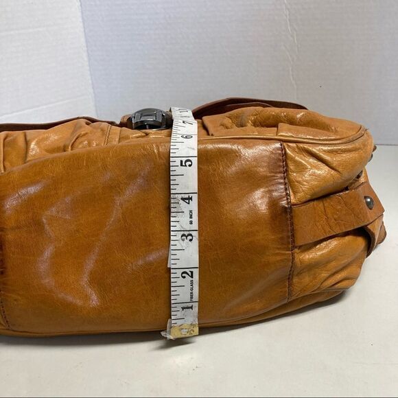 FRANCESCO‎ BIASIA Saddle Style Handbag Mustard Color 14X5.5X7,Genuine Leather - Picture 9 of 14